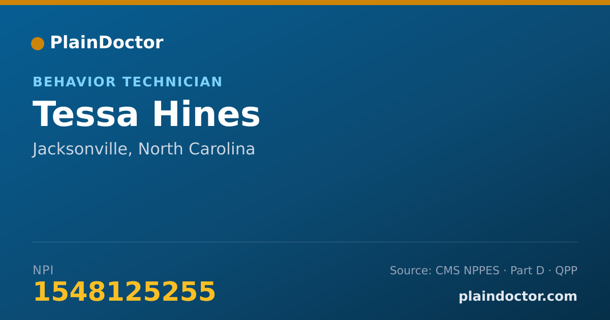 Shareable card for Tessa Hines - Behavior Technician, Jacksonville, NC
