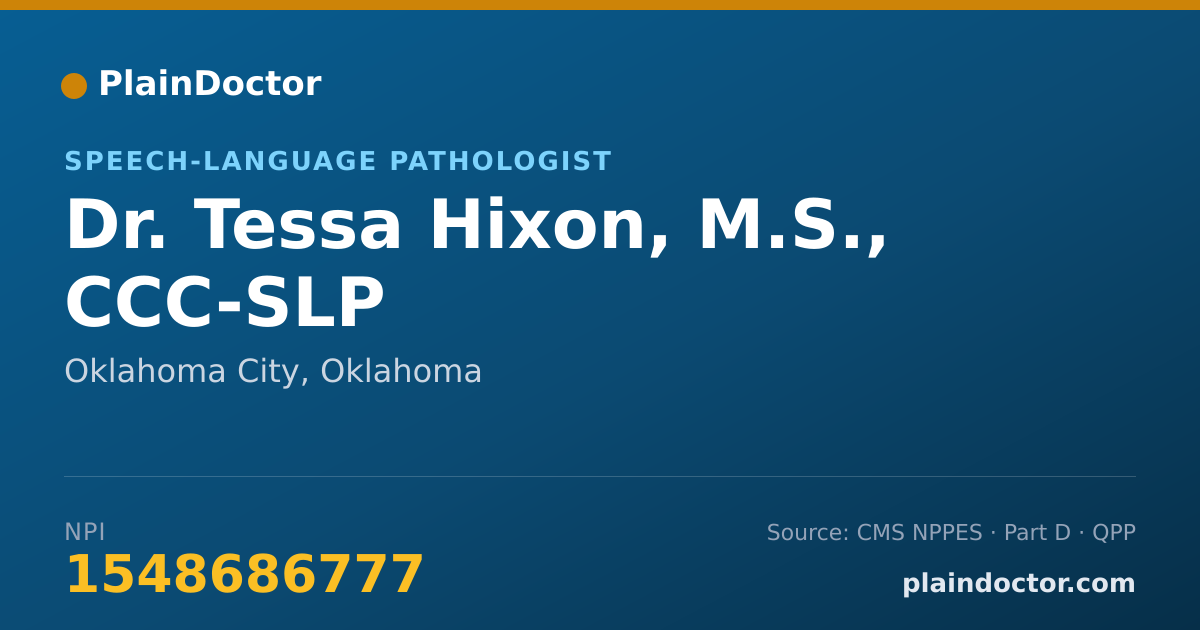 Shareable card for Tessa Hixon, M.S., CCC-SLP - Speech-Language Pathologist, Oklahoma City, OK