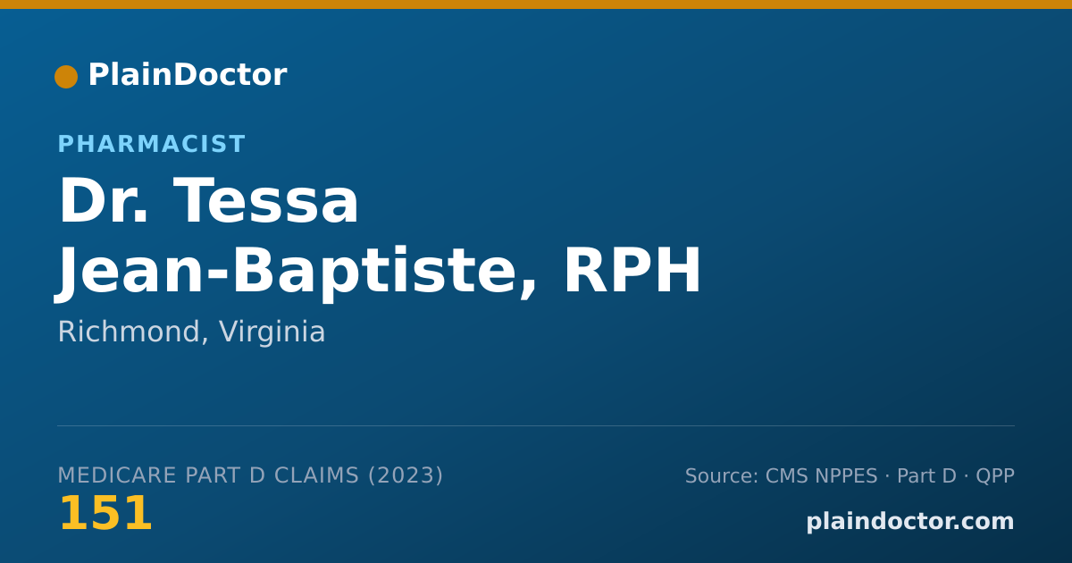Shareable card for Tessa Jean-Baptiste, RPH - Pharmacist, Richmond, VA