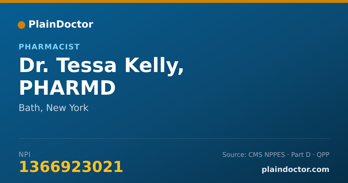 Shareable card for Tessa Kelly, PHARMD - Pharmacist, Bath, NY