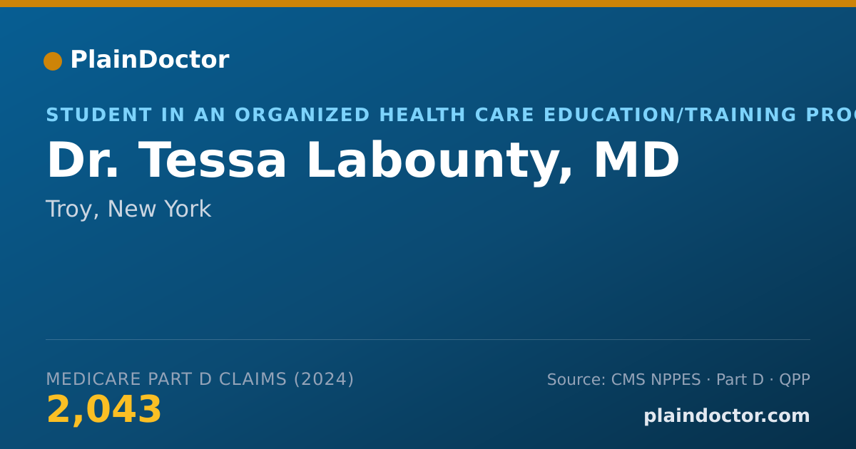 Shareable card for Tessa Labounty, MD - Student in an Organized Health Care Education/Training Program, Troy, NY
