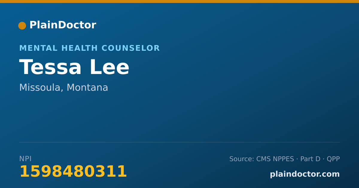 Shareable card for Tessa Lee - Mental Health Counselor, Missoula, MT