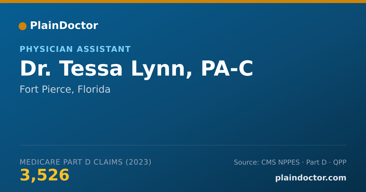 Shareable card for Tessa Lynn, PA-C - Physician Assistant, Fort Pierce, FL