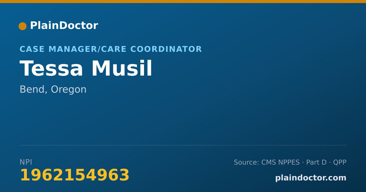 Shareable card for Tessa Musil - Case Manager/Care Coordinator, Bend, OR