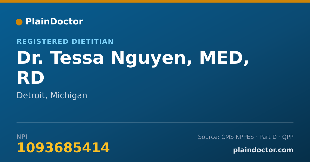 Shareable card for Tessa Nguyen, MED, RD - Registered Dietitian, Detroit, MI