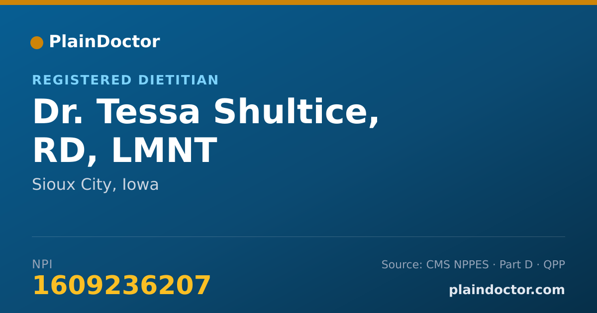 Shareable card for Tessa Shultice, RD, LMNT - Registered Dietitian, Sioux City, IA