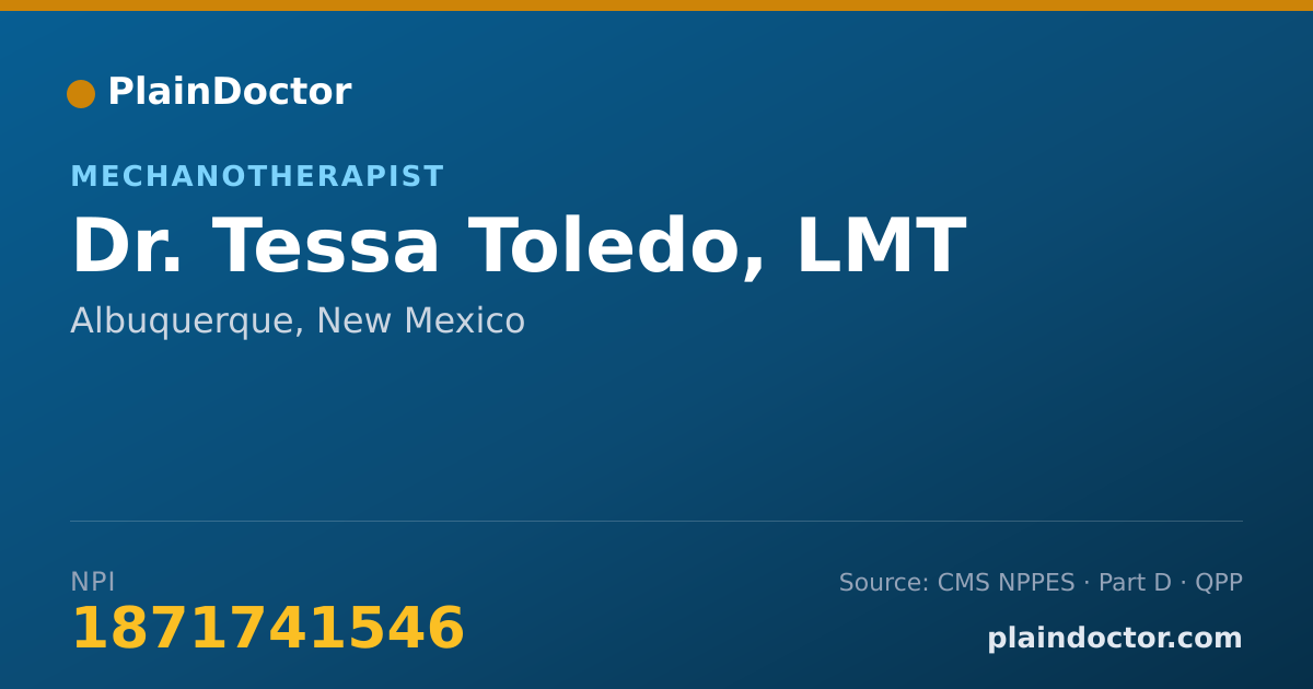 Shareable card for Tessa Toledo, LMT - Mechanotherapist, Albuquerque, NM