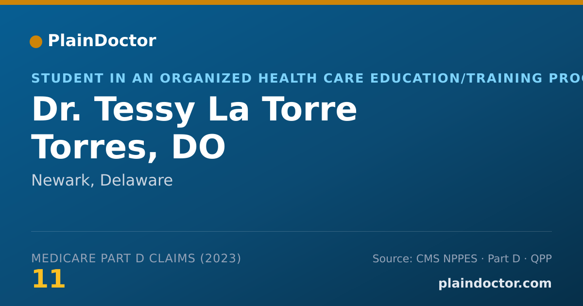 Shareable card for Tessy La Torre Torres, DO - Student in an Organized Health Care Education/Training Program, Newark, DE