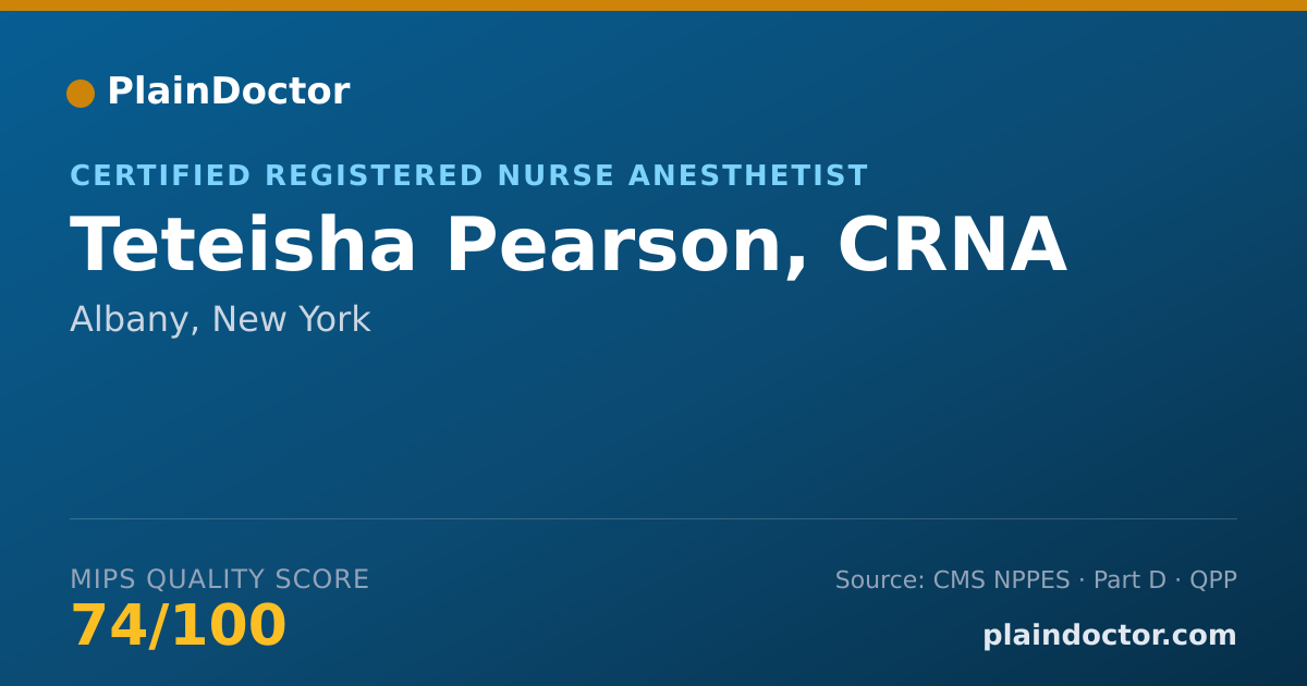 Shareable card for Teteisha Pearson, CRNA - Certified Registered Nurse Anesthetist, Albany, NY