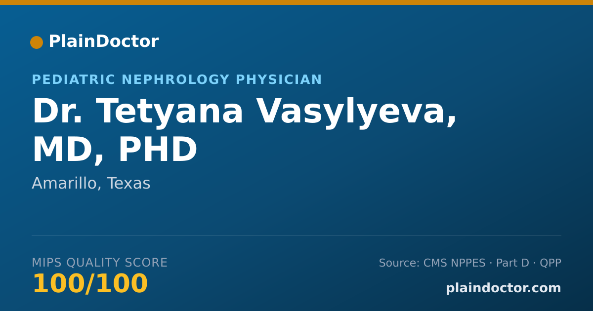Shareable card for Tetyana Vasylyeva, MD, PHD - Pediatric Nephrology Physician, Amarillo, TX