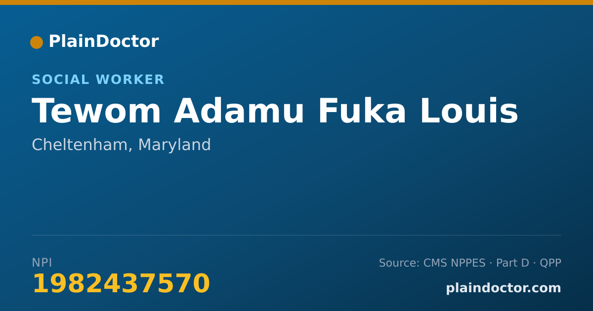 Shareable card for Tewom Adamu Fuka Louis - Social Worker, Cheltenham, MD