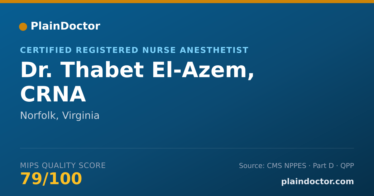 Shareable card for Thabet El-Azem, CRNA - Certified Registered Nurse Anesthetist, Norfolk, VA