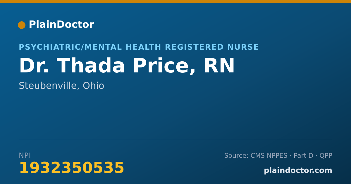 Shareable card for Thada Price, RN - Psychiatric/Mental Health Registered Nurse, Steubenville, OH
