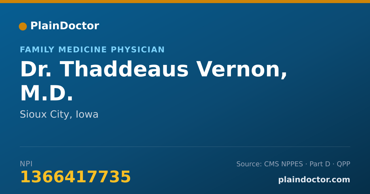 Shareable card for Thaddeaus Vernon, M.D. - Family Medicine Physician, Sioux City, IA