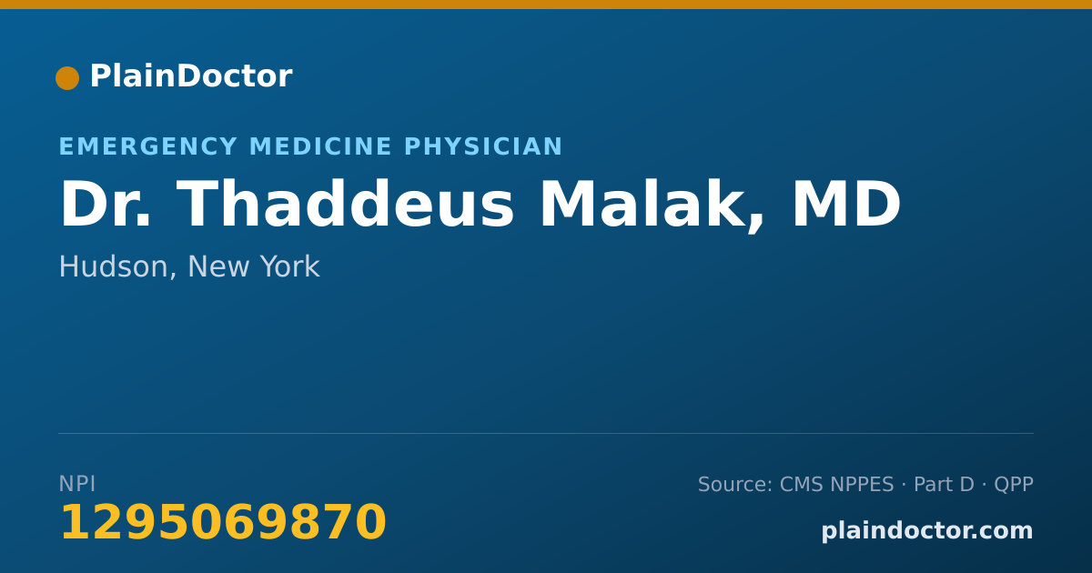 Shareable card for Thaddeus Malak, MD - Emergency Medicine Physician, Hudson, NY