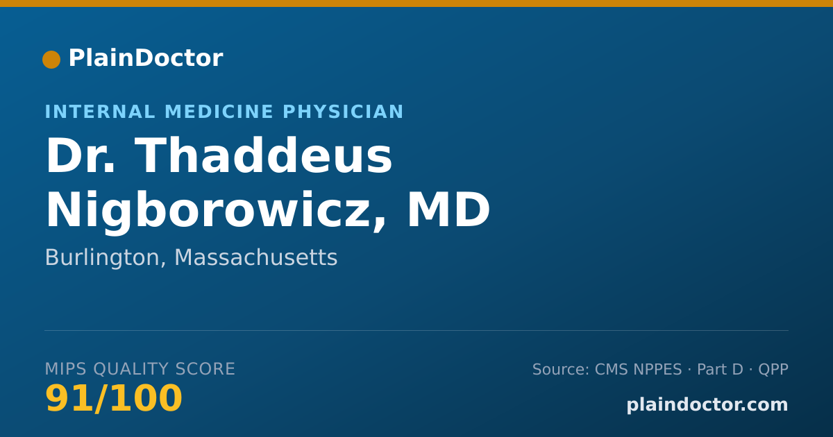 Shareable card for Thaddeus Nigborowicz, MD - Internal Medicine Physician, Burlington, MA