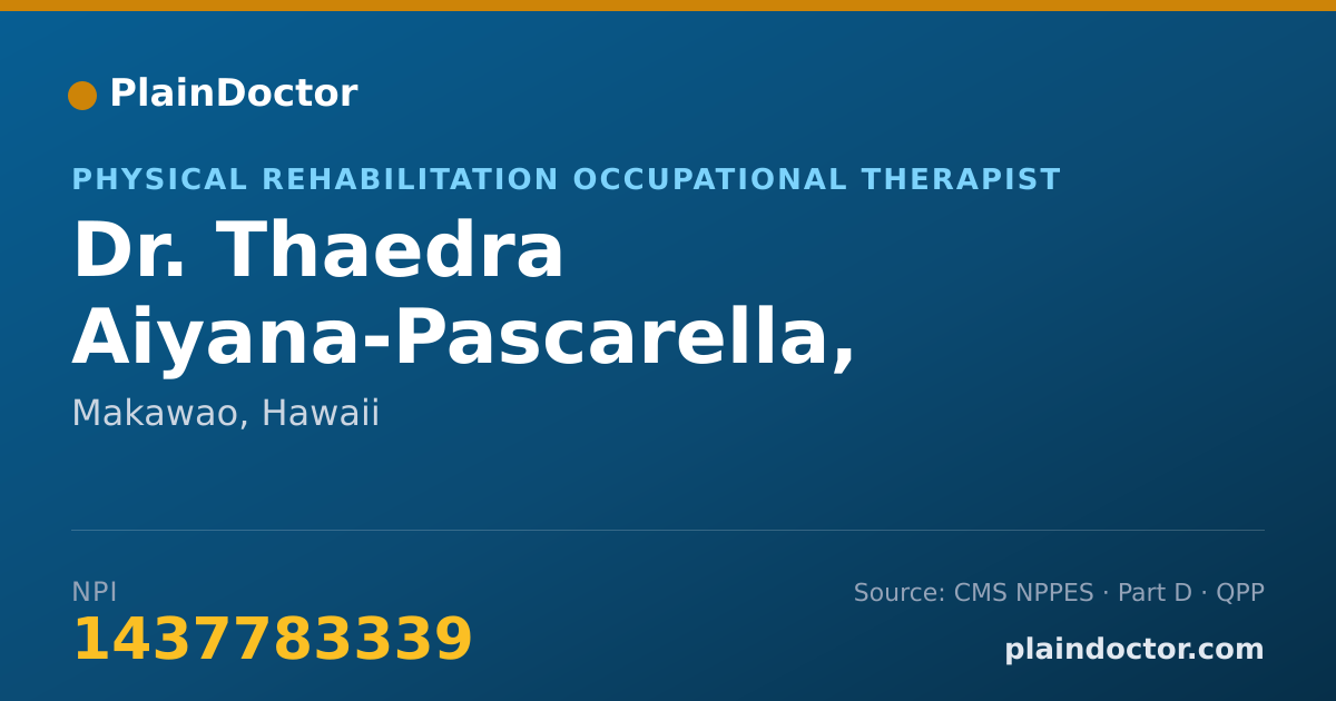 Shareable card for Thaedra Aiyana-Pascarella, OTR/L - Physical Rehabilitation Occupational Therapist, Makawao, HI