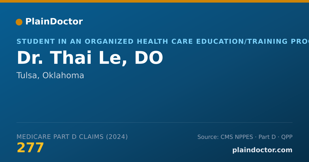 Shareable card for Thai Le, DO - Student in an Organized Health Care Education/Training Program, Tulsa, OK