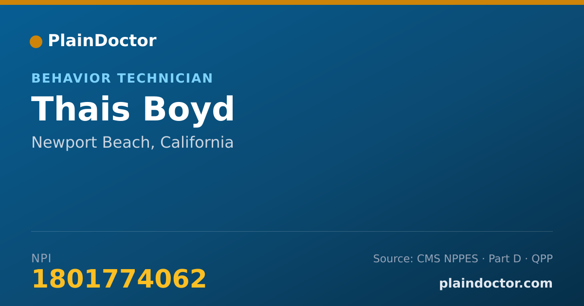 Shareable card for Thais Boyd - Behavior Technician, Newport Beach, CA