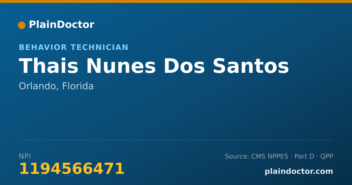 Shareable card for Thais Nunes Dos Santos - Behavior Technician, Orlando, FL