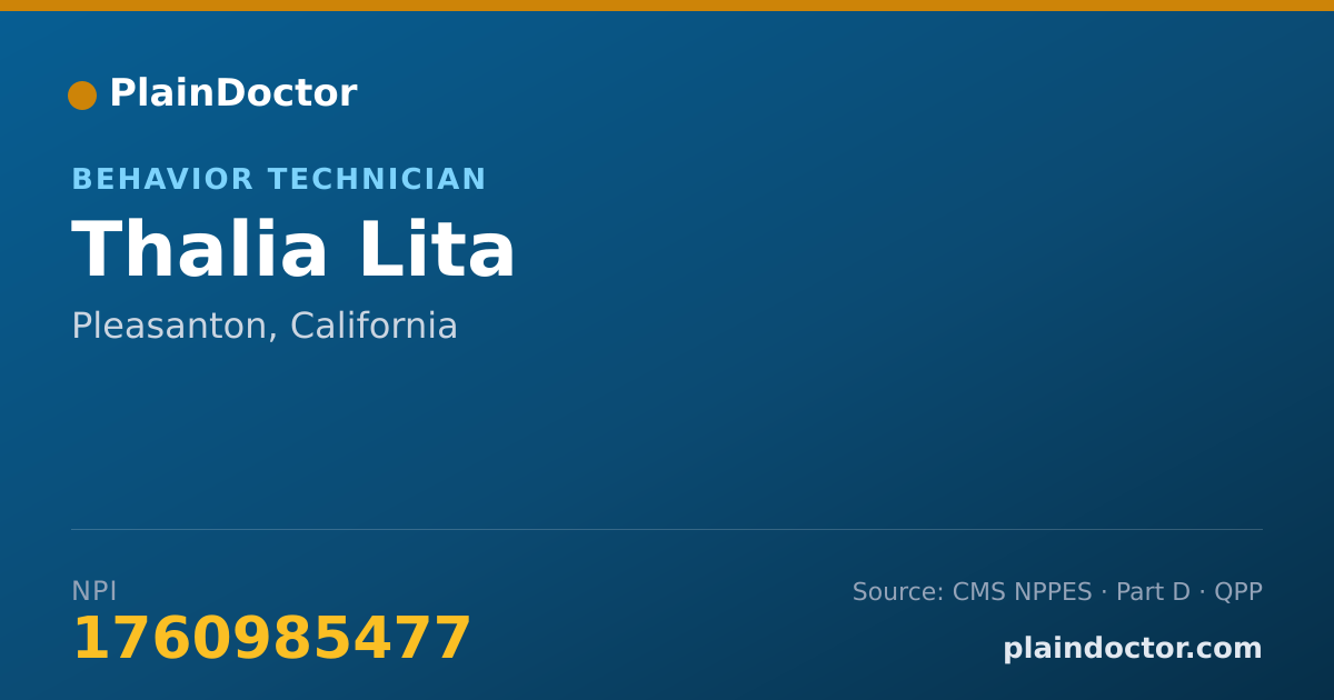 Shareable card for Thalia Lita - Behavior Technician, Pleasanton, CA