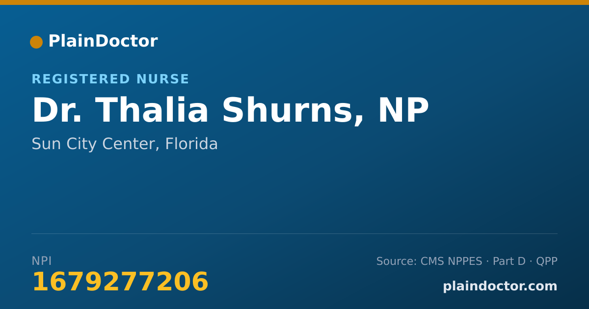 Shareable card for Thalia Shurns, NP - Registered Nurse, Sun City Center, FL