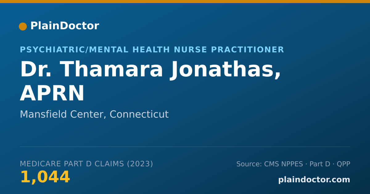 Shareable card for Thamara Jonathas, APRN - Psychiatric/Mental Health Nurse Practitioner, Mansfield Center, CT
