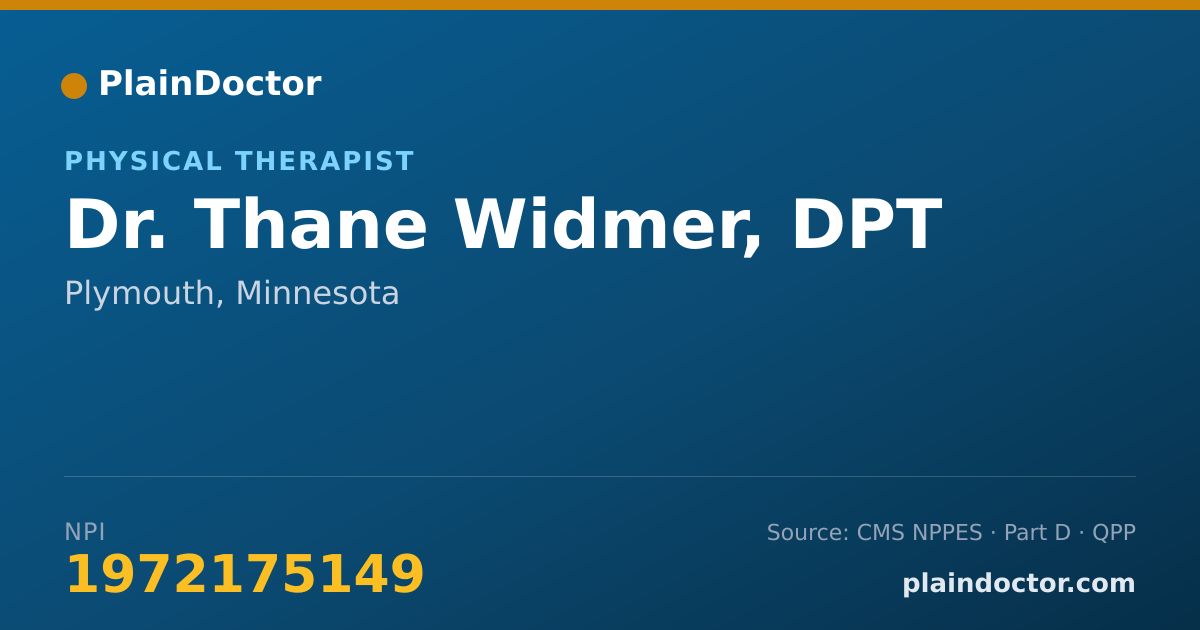 Shareable card for Thane Widmer, DPT - Physical Therapist, Plymouth, MN