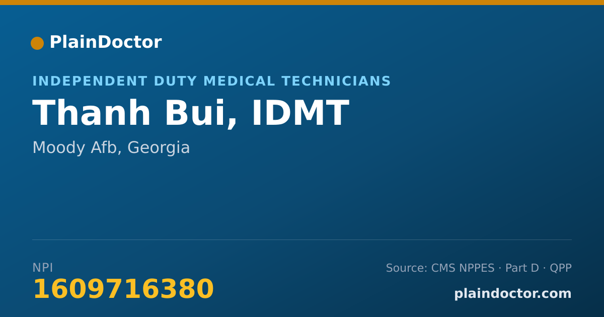 Shareable card for Thanh Bui, IDMT - Independent Duty Medical Technicians, Moody Afb, GA
