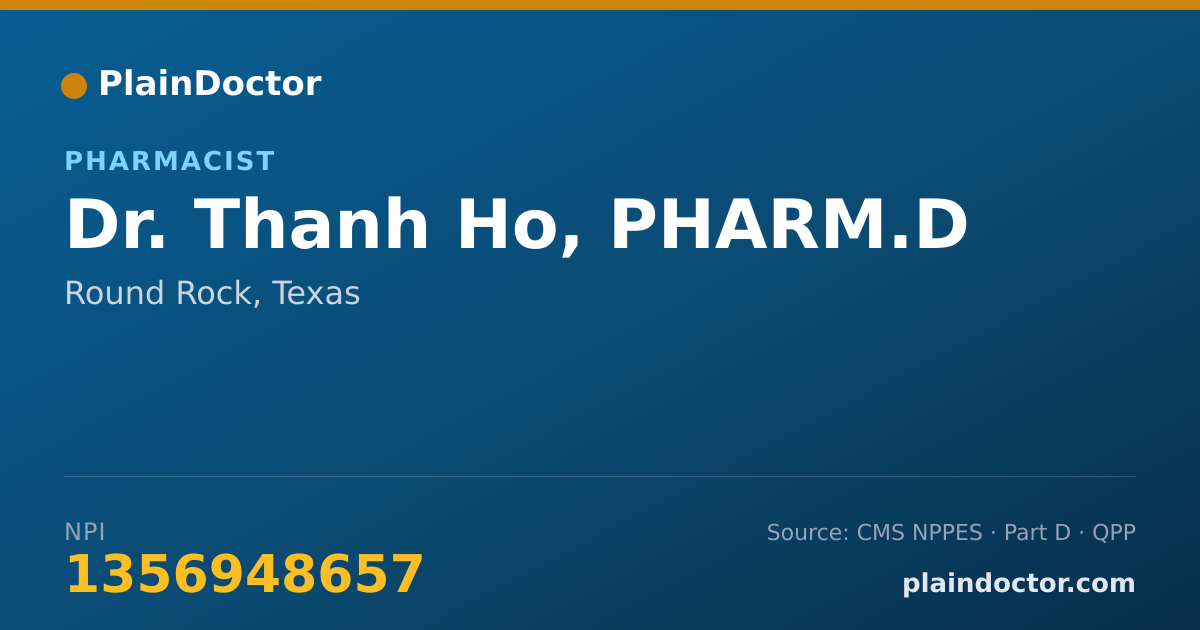 Shareable card for Thanh Ho, PHARM.D - Pharmacist, Round Rock, TX