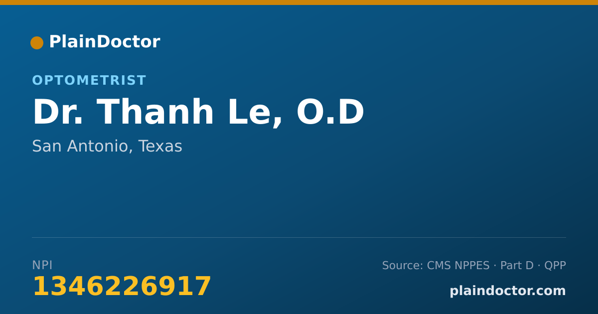 Shareable card for Thanh Le, O.D - Optometrist, San Antonio, TX