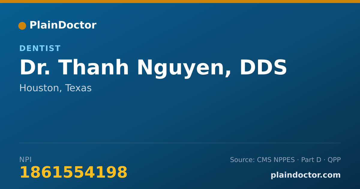 Shareable card for Thanh Nguyen, DDS - Dentist, Houston, TX