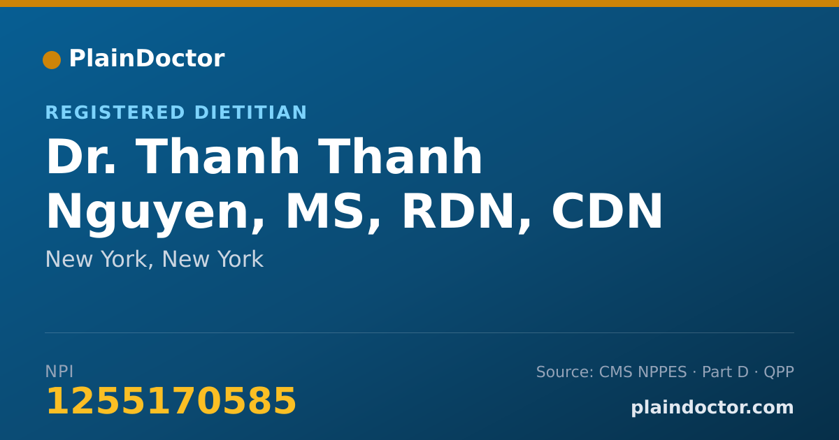 Shareable card for Thanh Thanh Nguyen, MS, RDN, CDN - Registered Dietitian, New York, NY