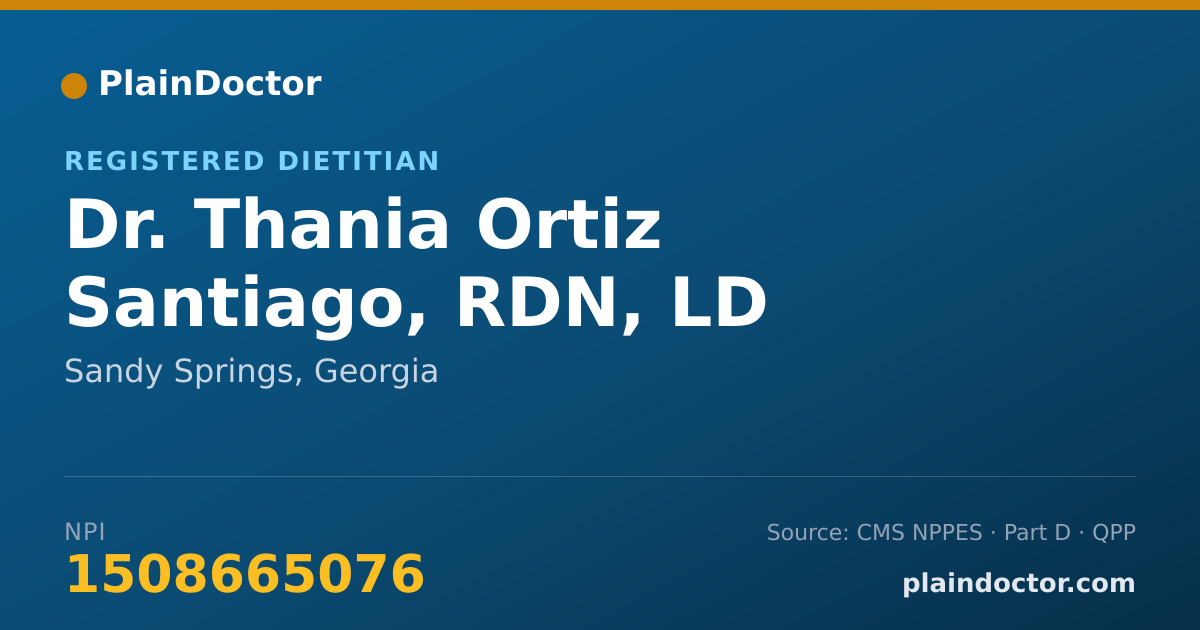 Shareable card for Thania Ortiz Santiago, RDN, LD - Registered Dietitian, Sandy Springs, GA