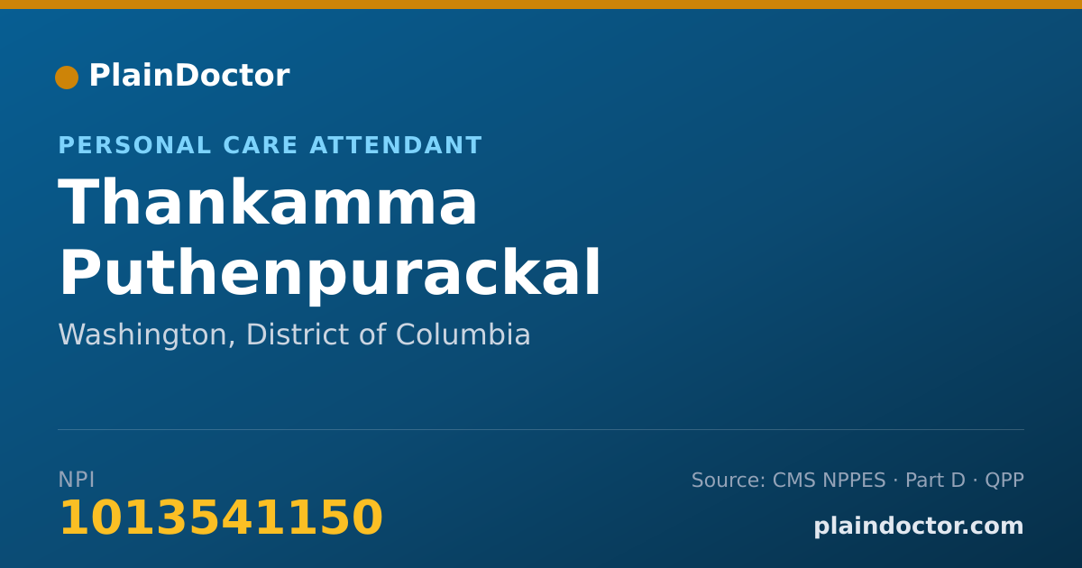 Shareable card for Thankamma Puthenpurackal - Personal Care Attendant, Washington, DC