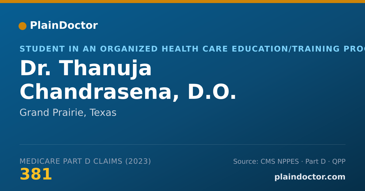 Shareable card for Thanuja Chandrasena, D.O. - Student in an Organized Health Care Education/Training Program, Grand Prairie, TX