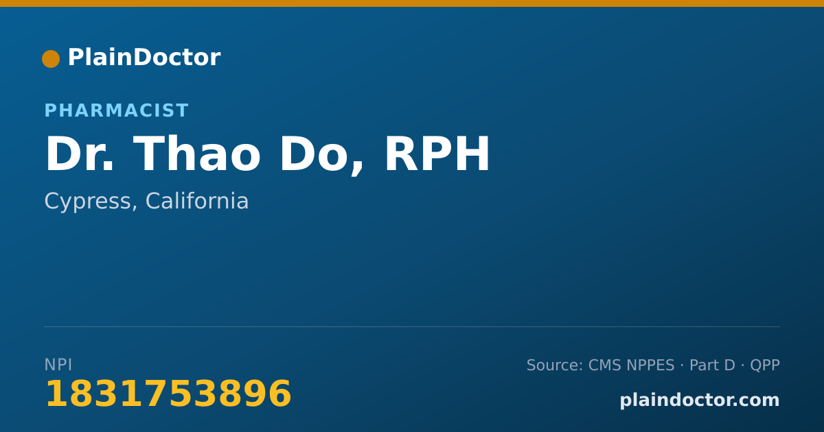 Shareable card for Thao Do, RPH - Pharmacist, Cypress, CA