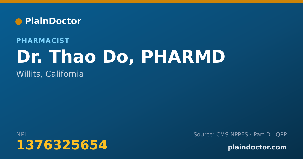 Shareable card for Thao Do, PHARMD - Pharmacist, Willits, CA