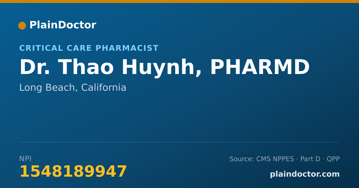 Shareable card for Thao Huynh, PHARMD - Critical Care Pharmacist, Long Beach, CA