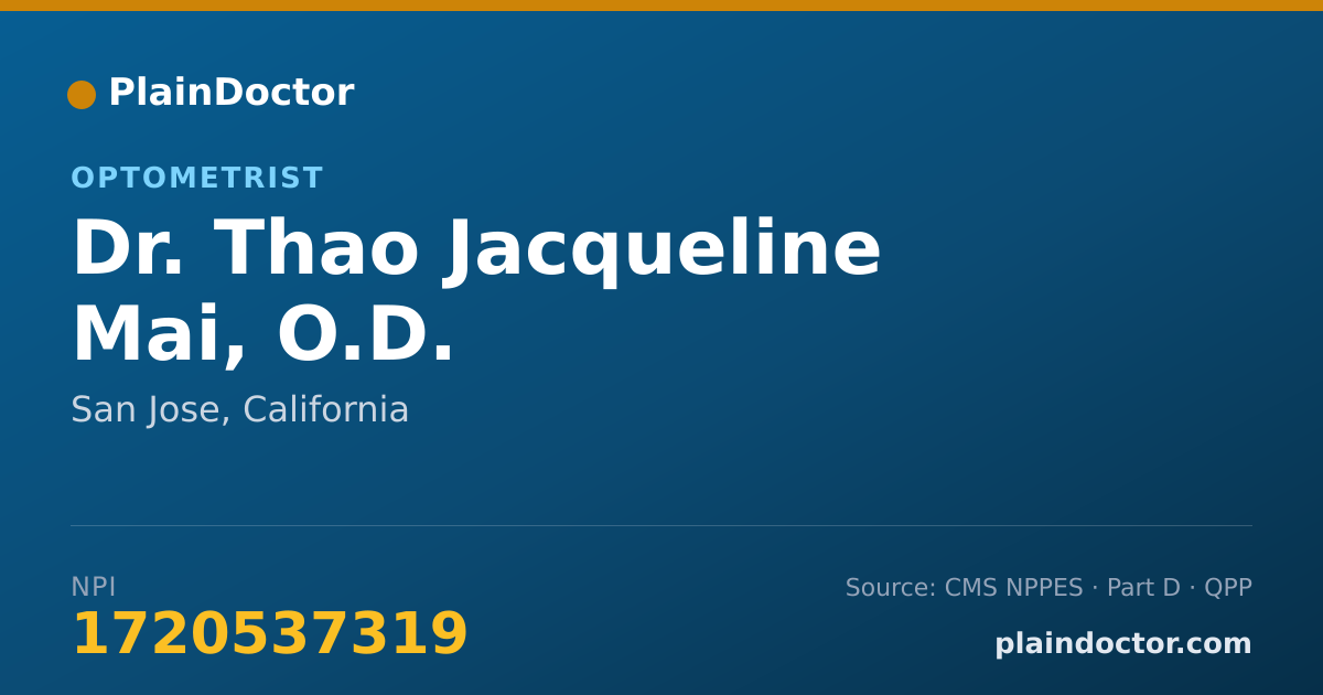 Shareable card for Thao Jacqueline Mai, O.D. - Optometrist, San Jose, CA
