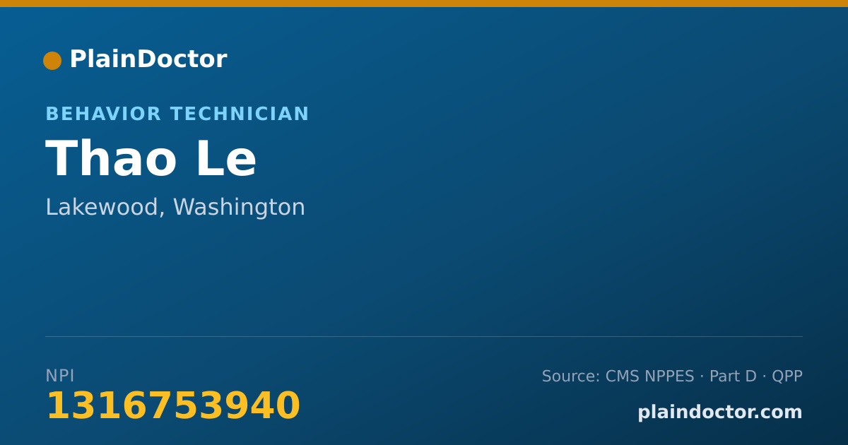 Shareable card for Thao Le - Behavior Technician, Lakewood, WA