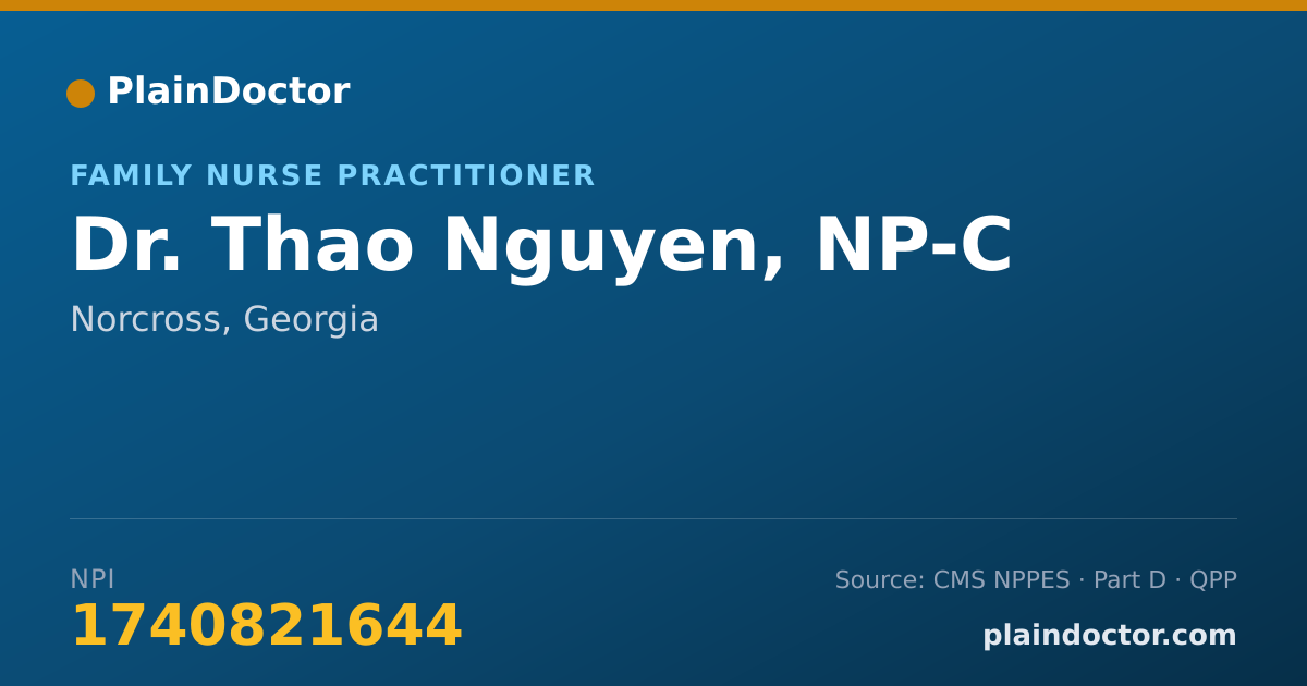 Shareable card for Thao Nguyen, NP-C - Family Nurse Practitioner, Norcross, GA