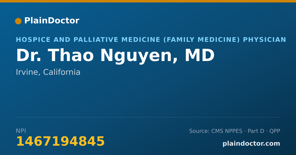 Shareable card for Thao Nguyen, MD - Hospice and Palliative Medicine (Family Medicine) Physician, Irvine, CA