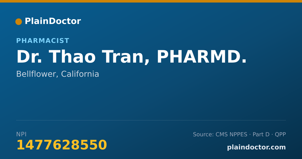 Shareable card for Thao Tran, PHARMD. - Pharmacist, Bellflower, CA