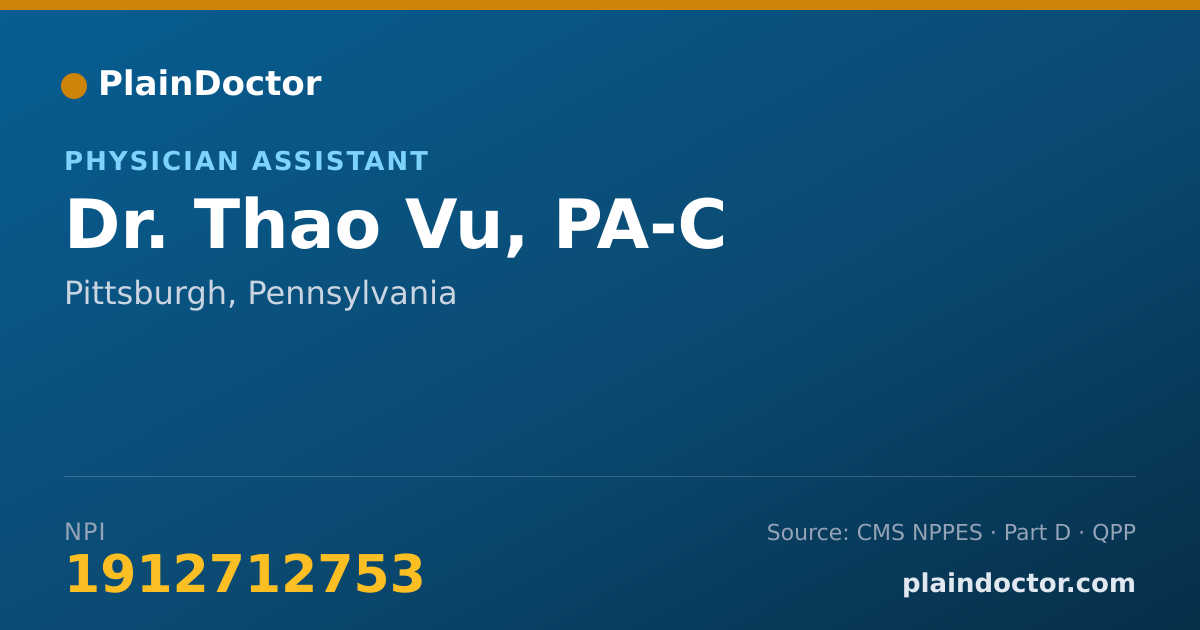 Shareable card for Thao Vu, PA-C - Physician Assistant, Pittsburgh, PA