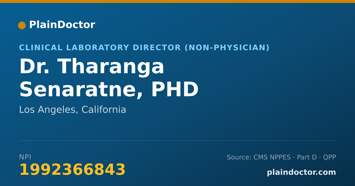 Shareable card for Tharanga Senaratne, PHD - Clinical Laboratory Director (Non-physician), Los Angeles, CA