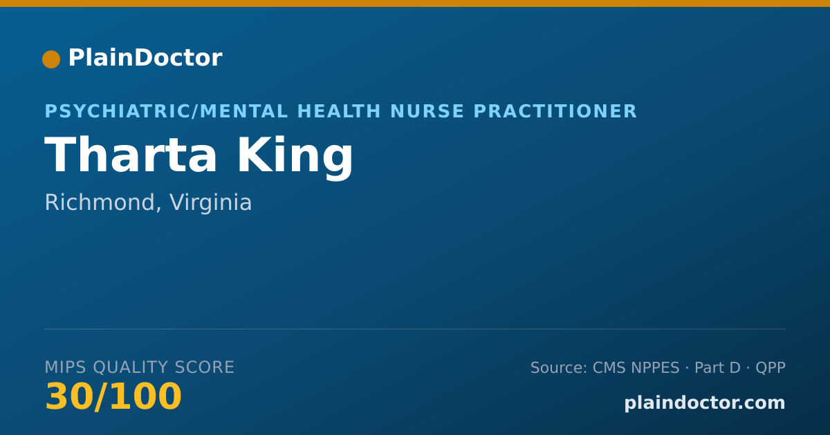 Shareable card for Tharta King - Psychiatric/Mental Health Nurse Practitioner, Richmond, VA