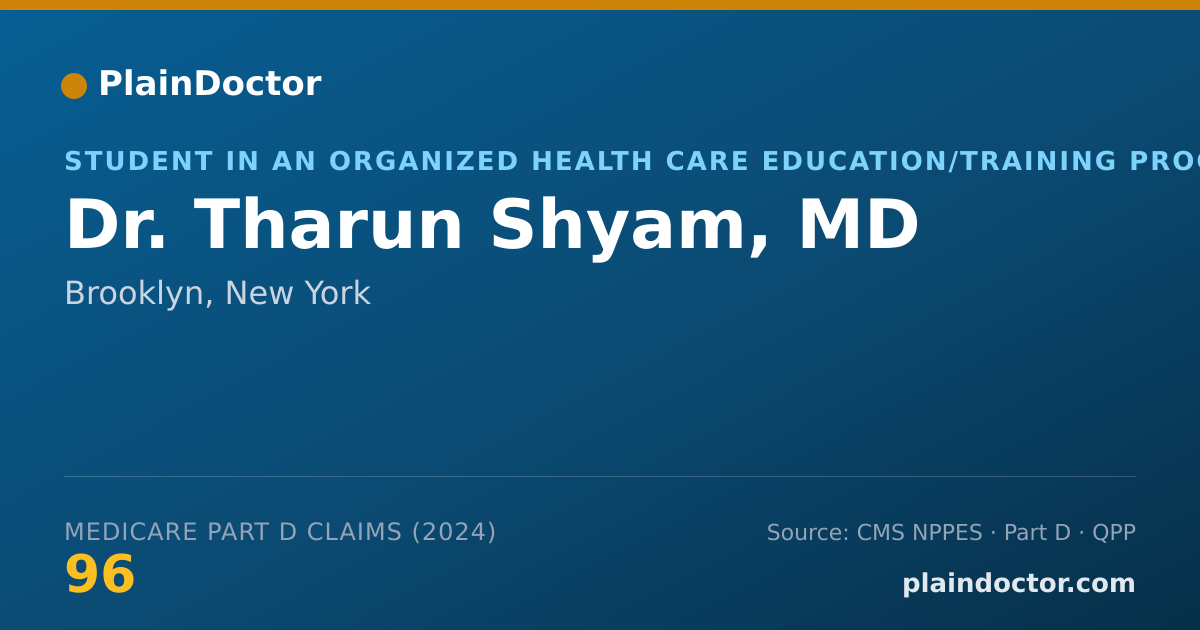 Shareable card for Tharun Shyam, MD - Student in an Organized Health Care Education/Training Program, Brooklyn, NY