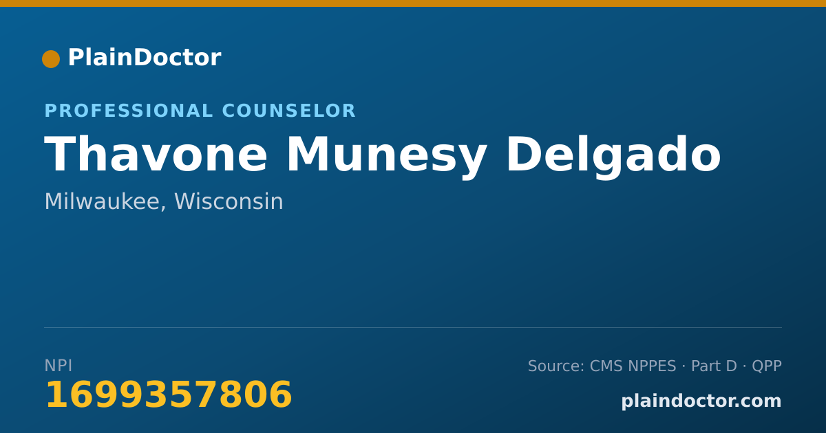 Shareable card for Thavone Munesy Delgado - Professional Counselor, Milwaukee, WI