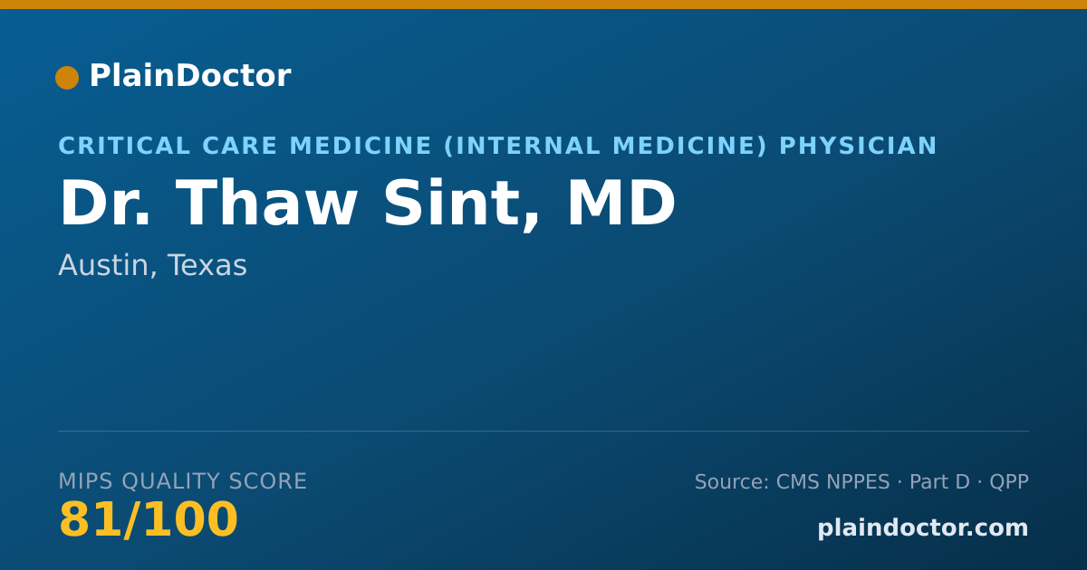Shareable card for Thaw Sint, MD - Critical Care Medicine (Internal Medicine) Physician, Austin, TX